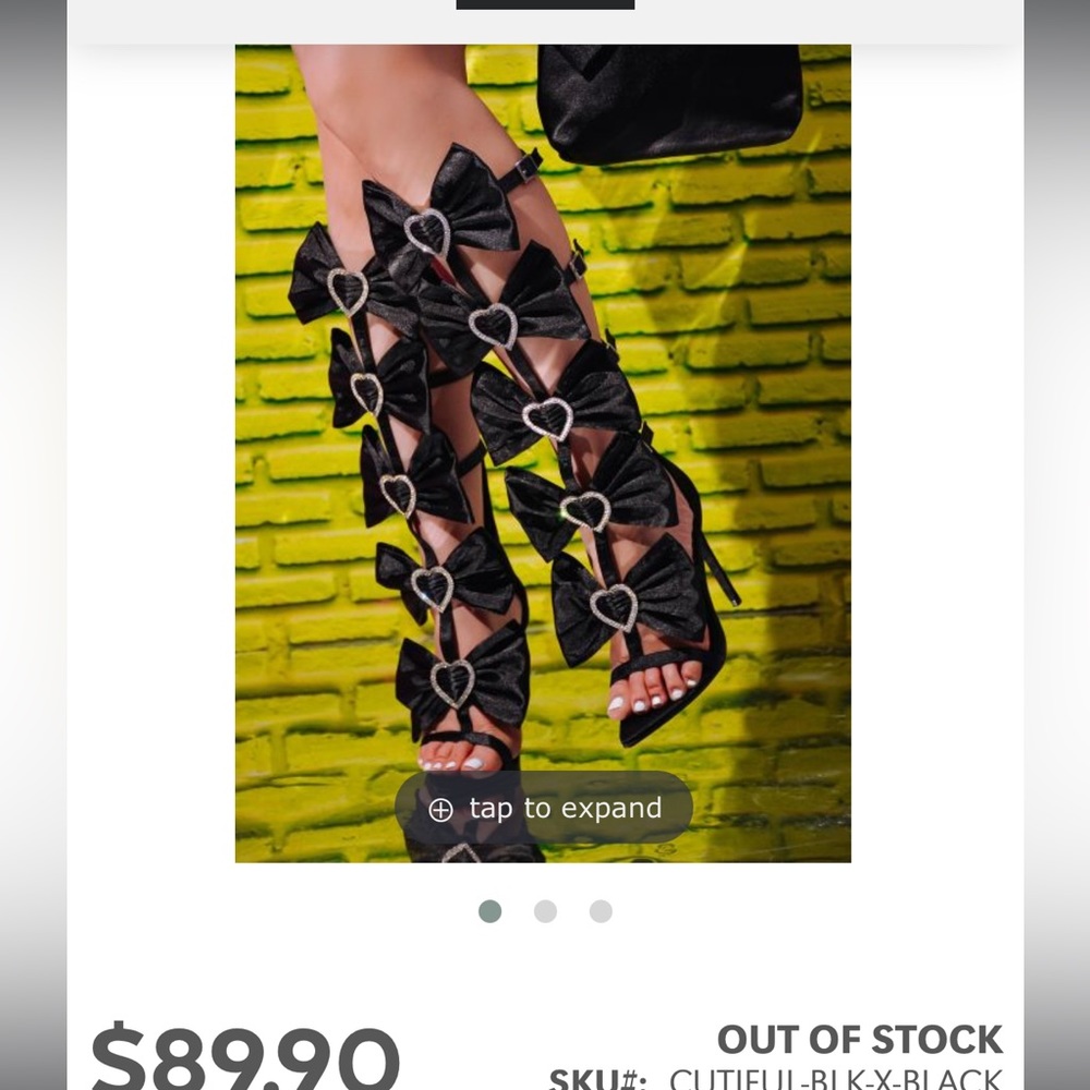 new with box, cape robbin sold out black bow heart rhinestone high heel sandal